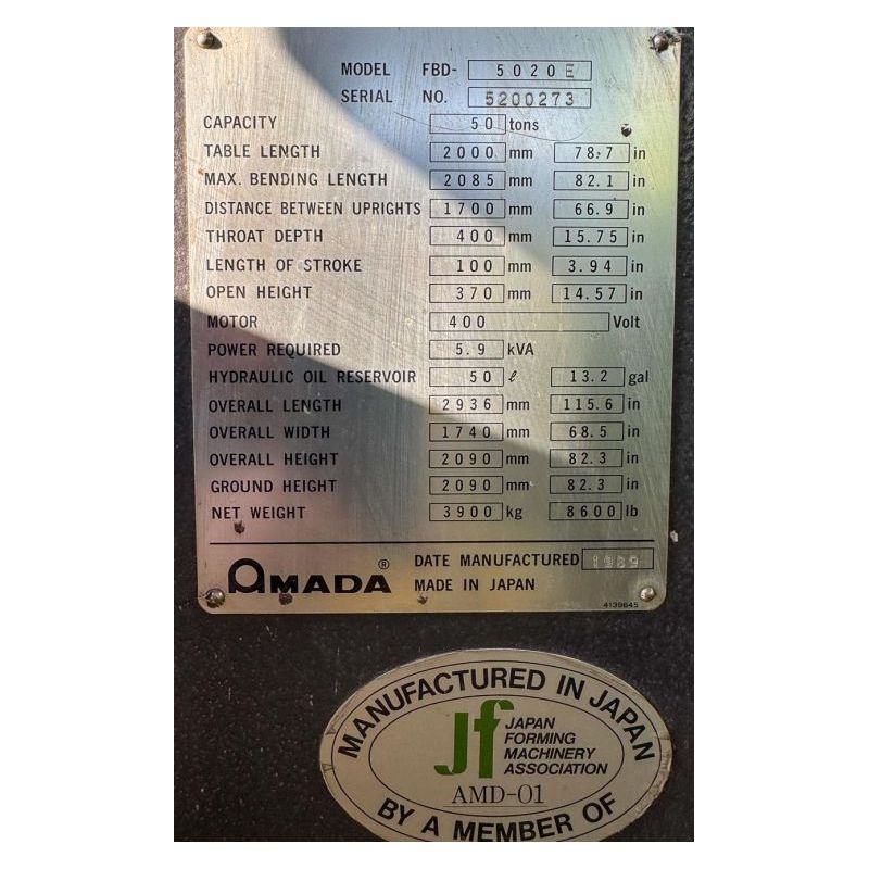 Apkant preša AMADA NC 50tx2000mm (Neispravno stanje - strujni dio) Cijena