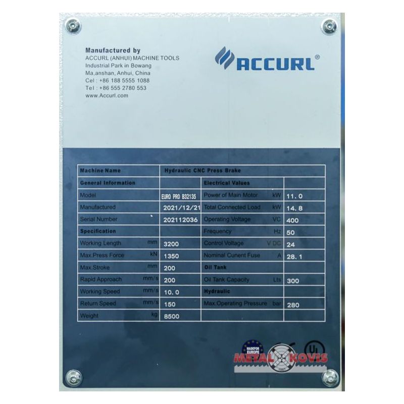 Apkant preša CNC ACCURL EURO PRO B32175, 6-osi DELEM DA66T Cijena