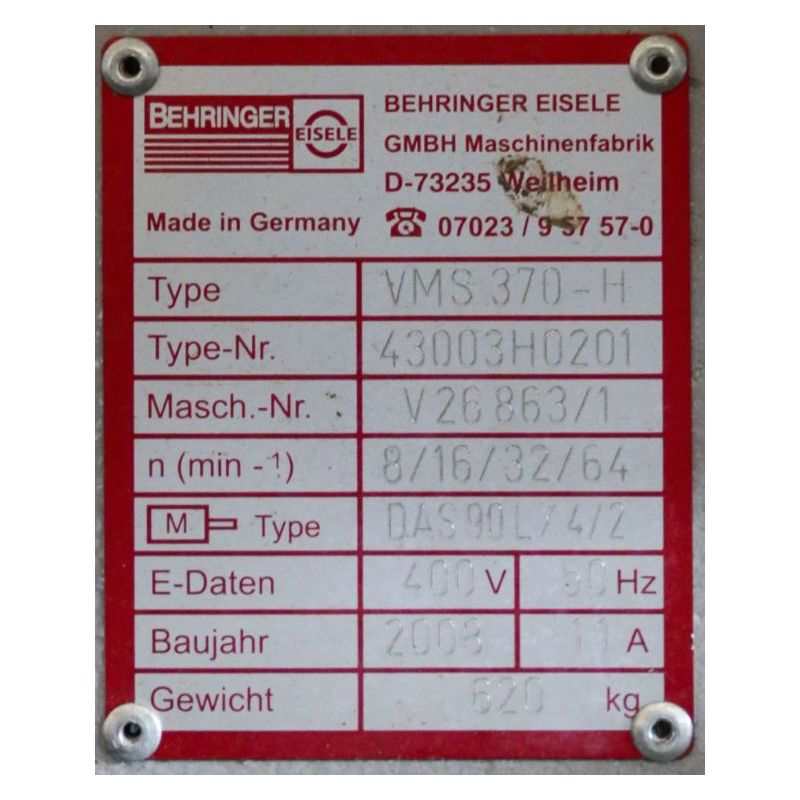 Cirkularna pila pod kutom, BEHRINGER EISELE VMS 370-H Price