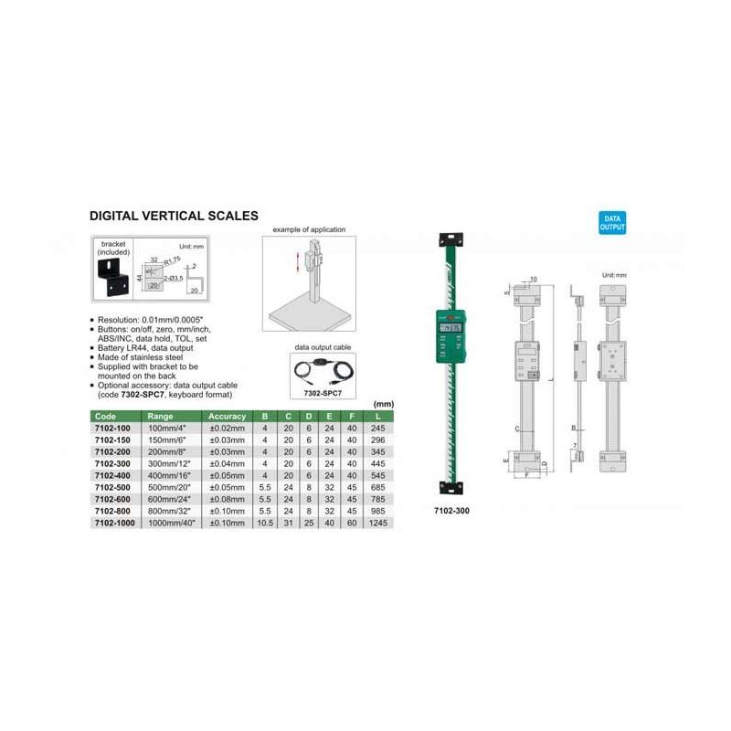 Digital vertical scale 100mm - 0,01mm/0,0005 Price