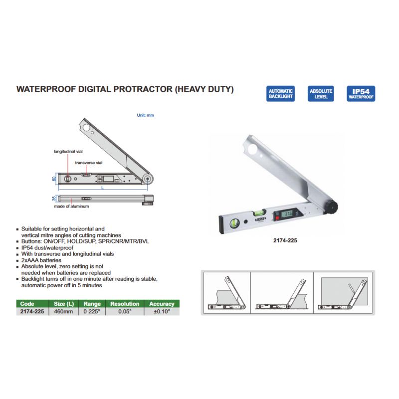 Digitalni kutomjer - vodootporni, Insize Cijena