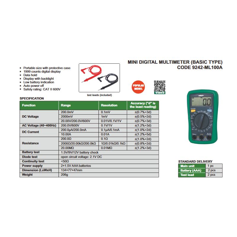 Digitalni multimetar 9242-ML100, Insize Cijena