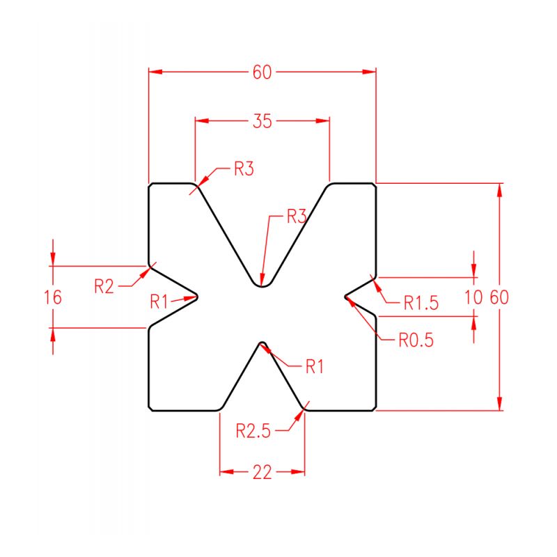 Donji alat za savijanje 20.09, 60°, L=835 mm, 60x60 mm Cijena