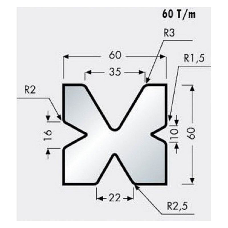 Donji alat za savijanje 20.09, 60°, L=835 mm, 60x60 mm Cijena