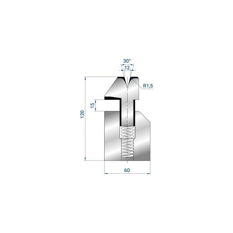 Donji alat za savijanje opruga V=12 mm, L=835 mm Cijena