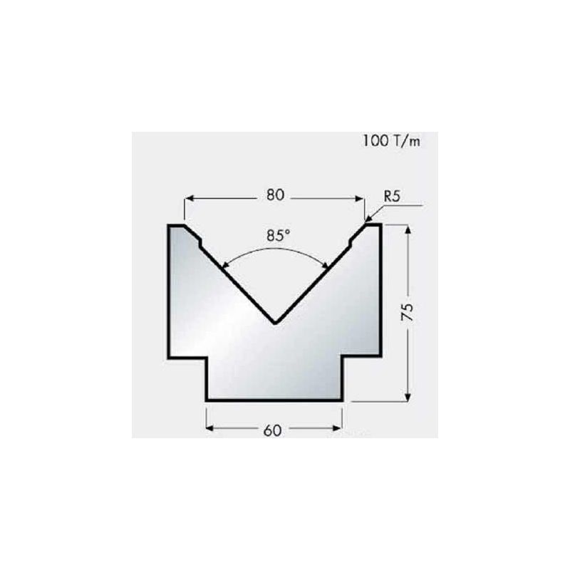 Donji alat za savijanje V=80 mm, H=75 mm, L=800 mm Cijena