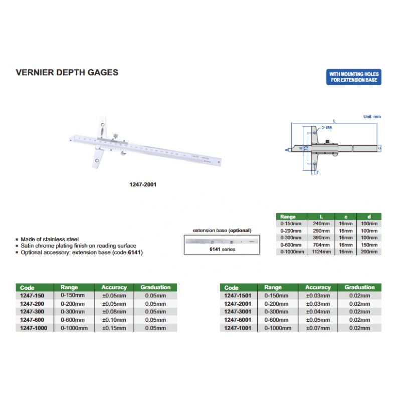Dubinomjer 0-200 mm 0.05mm, Insize Cijena