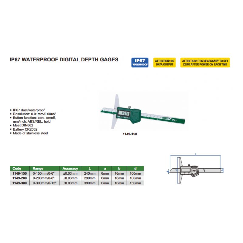 Dubinomjer - digitalni, vodootporni, 0-150 mm Cijena