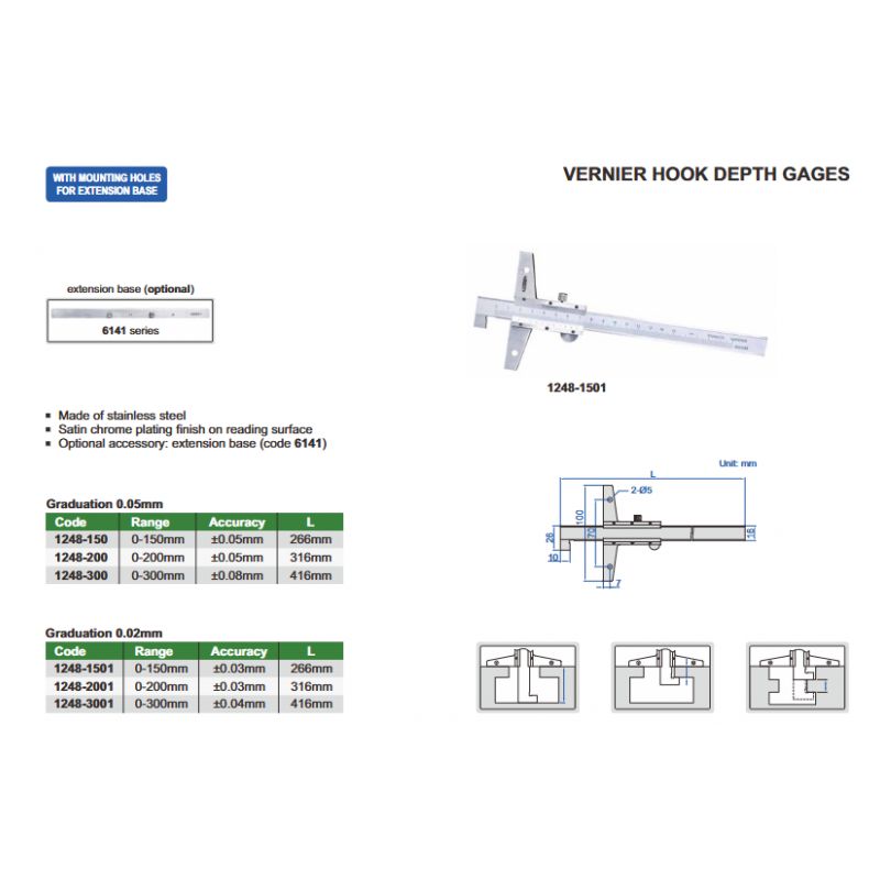 Dubinomjer s kukom, 0-150 mm Cijena