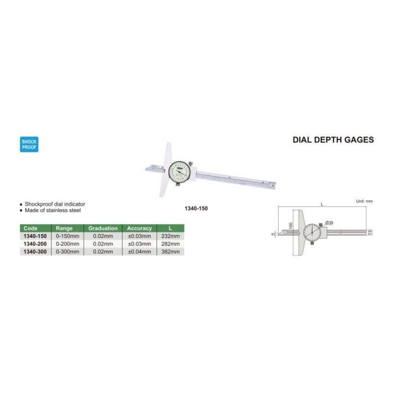 Dubinomjer sa satom 0-200 mm 0.01mm, Insize Cijena