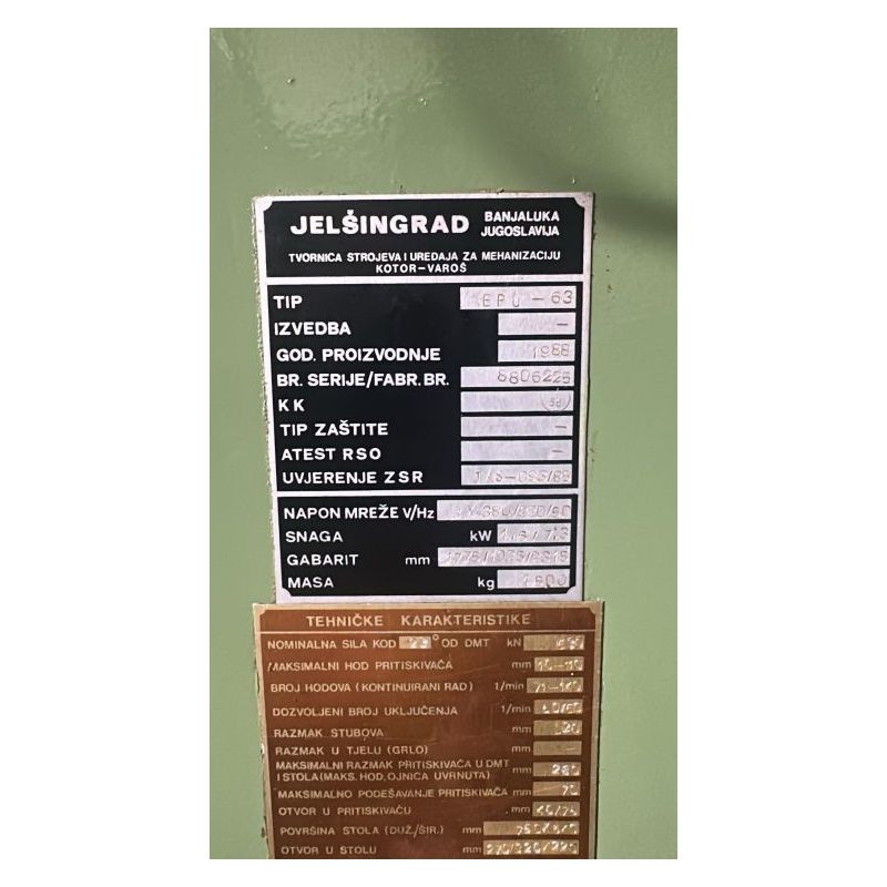 Ekscentar preša Jelšingrad EPU-63 Cijena