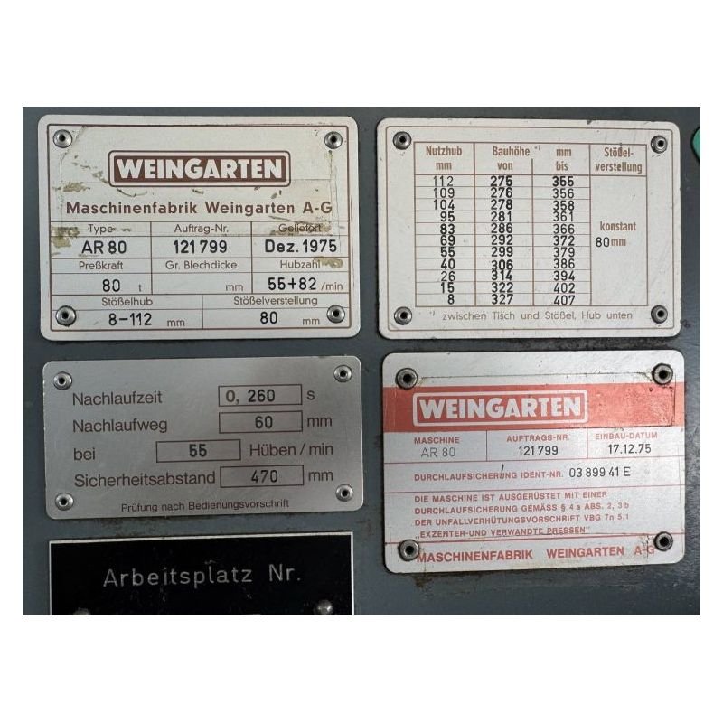 Ekscentar preša Weingarten Cijena