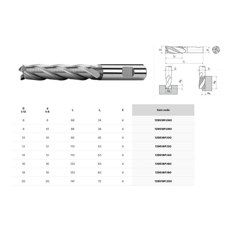 Glodalo grubo produženo ⌀20 mm 4P, DIN 844, HSSCo8, L=141/75 mm, ZPS Cijena