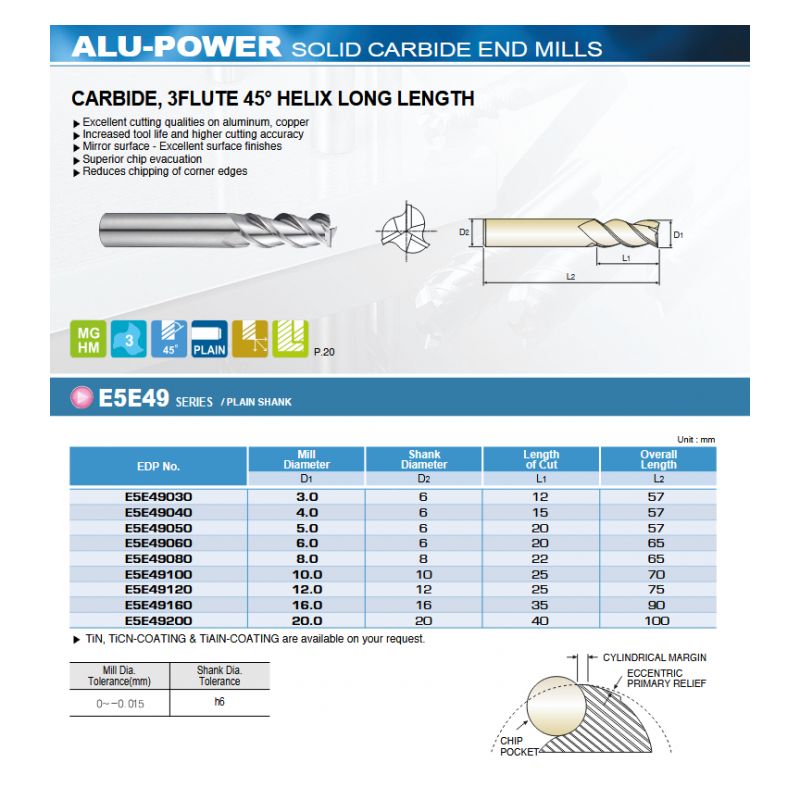 Glodalo TM Ø6 mm, 3P, ALU-Power, YG-1 Cijena