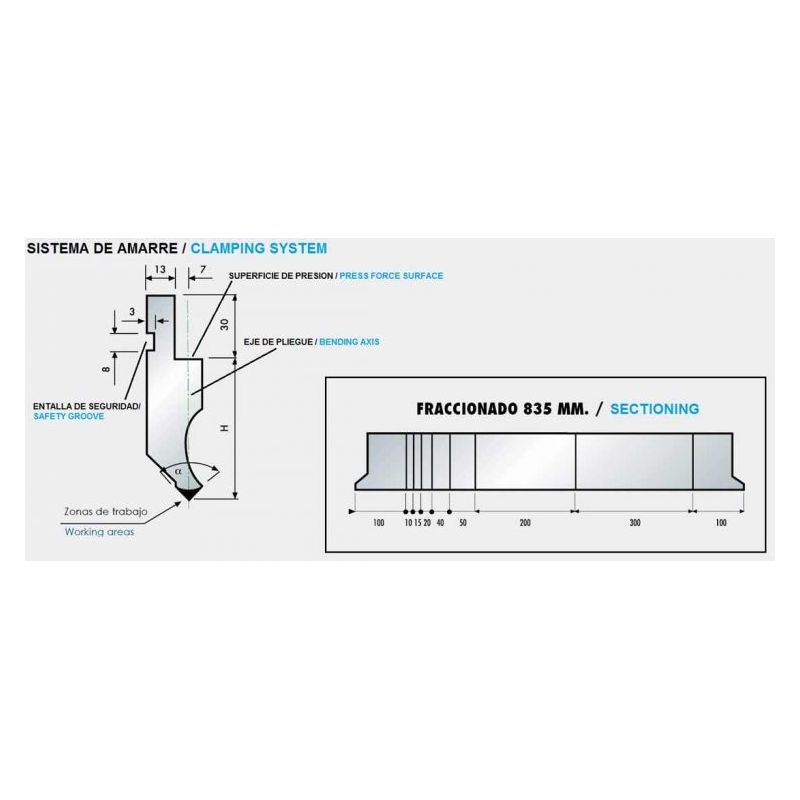 Gornji alat za savijanje 10.10-85 x 835 mm, R=0.8 mm B Cijena