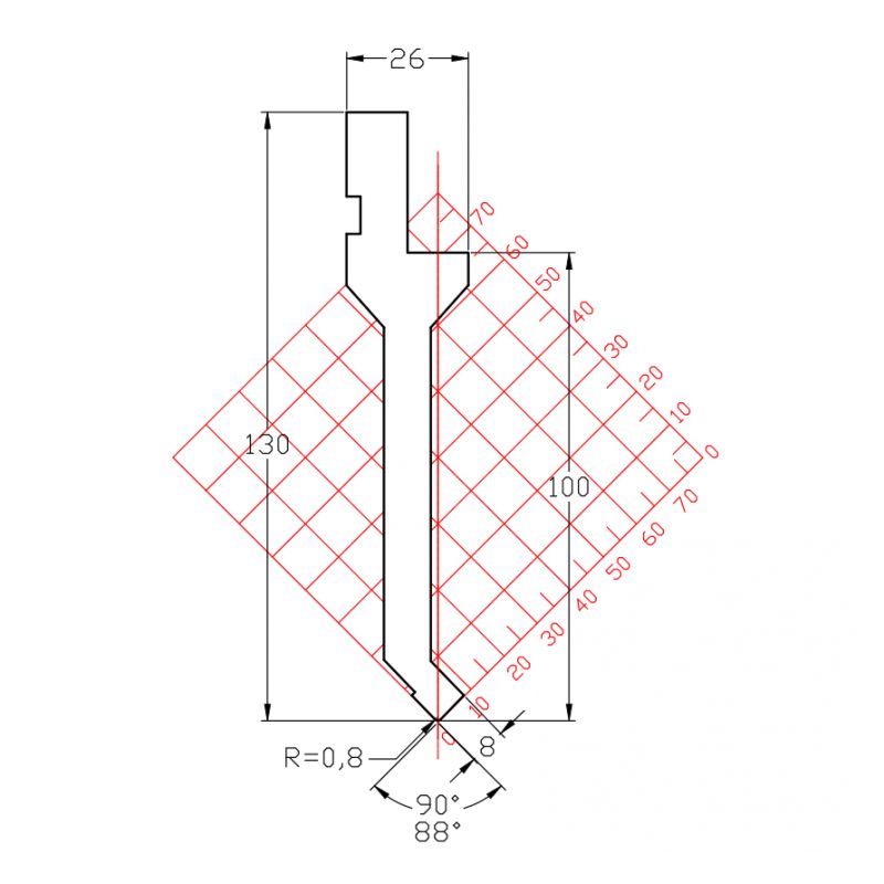 Gornji alat za savijanje 10.202/88 x 835 mm R=0.8 Cijena