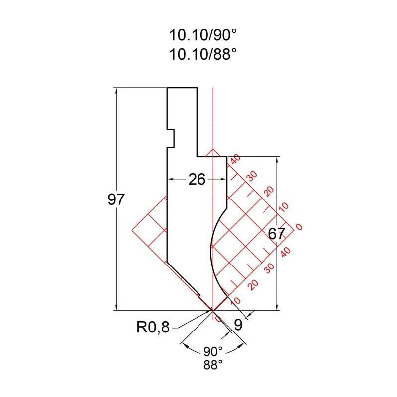 Gornji alat za savijanje 10.10-85 x 835 mm, R=0,8 mm B Cijena