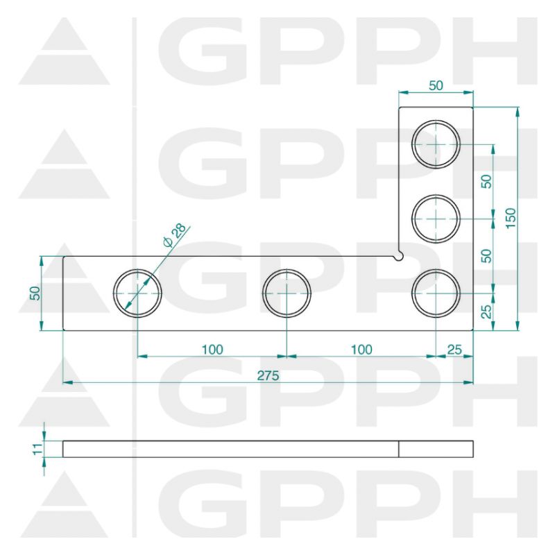 Kutnik ravni 275x150 mm, ⌀28 mm PLUS, GPPH Cijena
