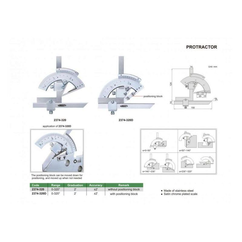 Kutomjer, 0-320°, Insize Cijena