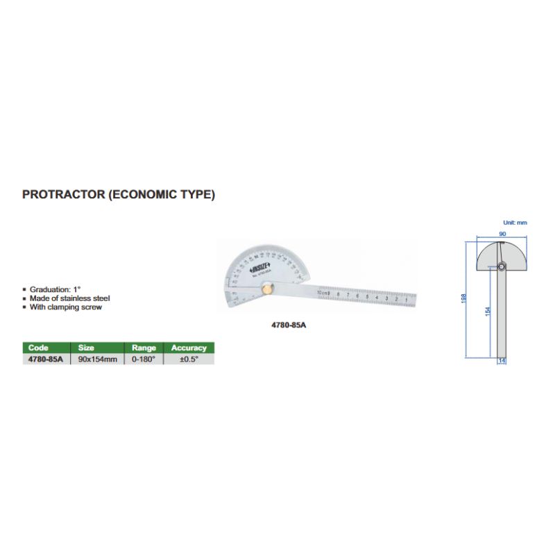 Kutomjer 0-180°, Insize Cijena