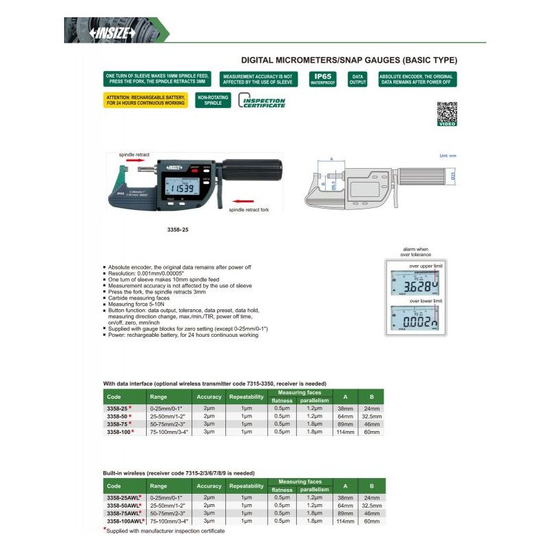 Mikrometar - vanjski, digitalni, 0-25mm, Insize Cijena