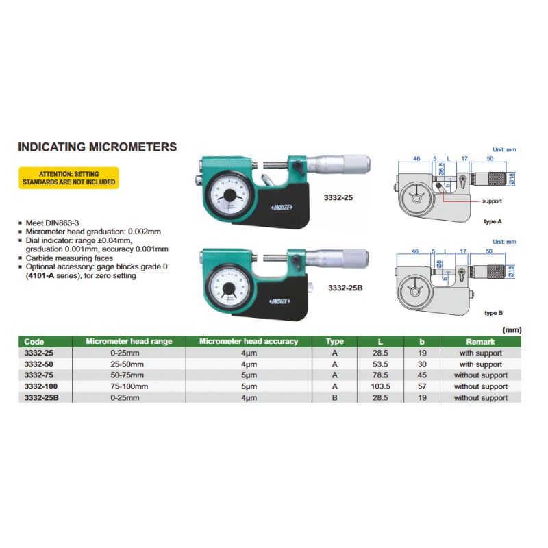 Mikrometar s mjernim satom 25-50mm 0.002mm, Insize Cijena