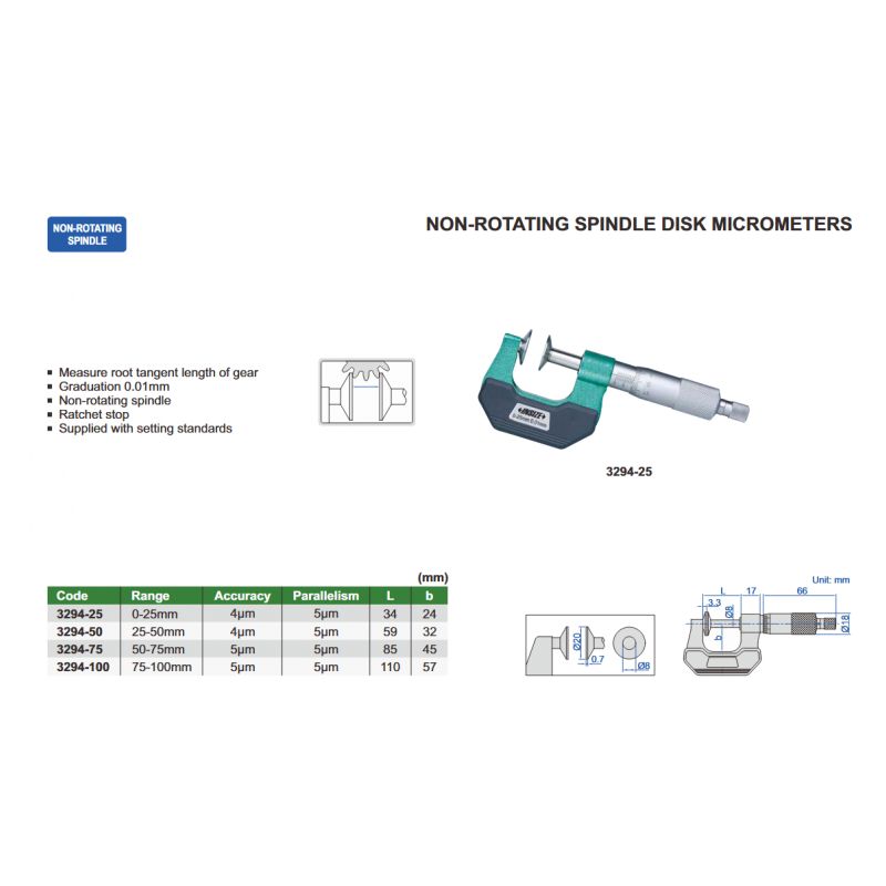 Mikrometar tanjurasti 50-75mm 0.01mm, Insize Cijena