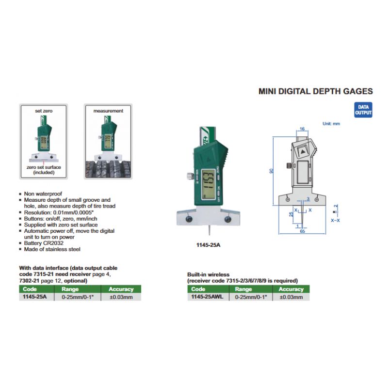 Mjerilo za dubinu - digitalno, 0-25 mm Cijena