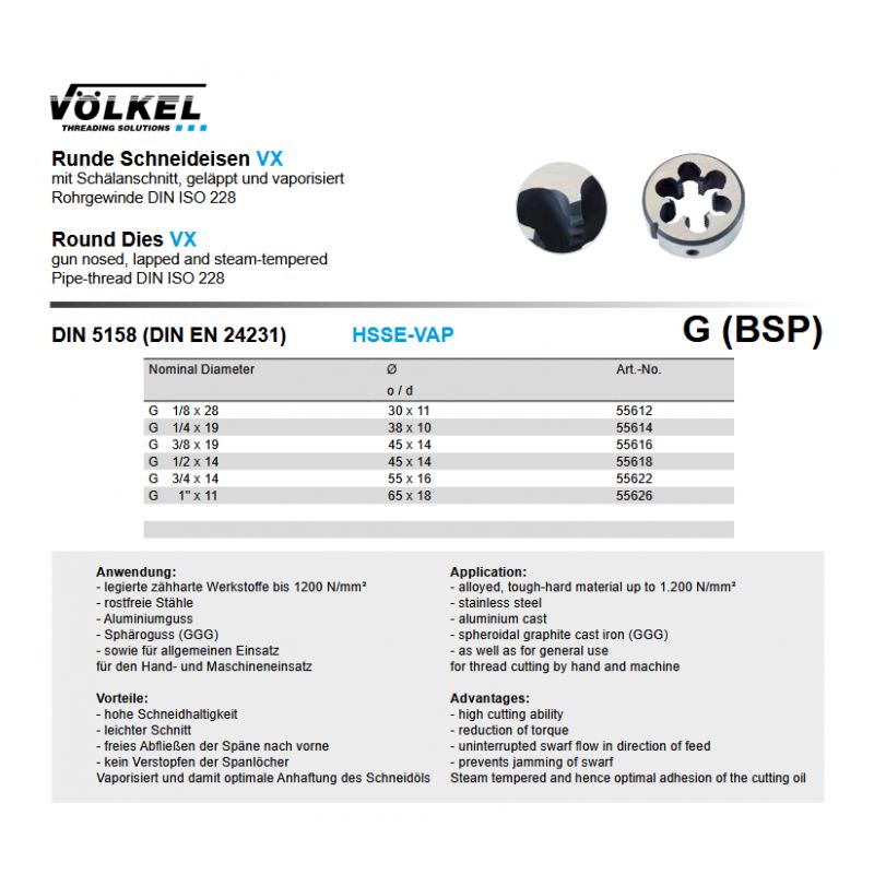 Nareznica G1 HSSE-VAP DIN 5158, Völkel Cijena