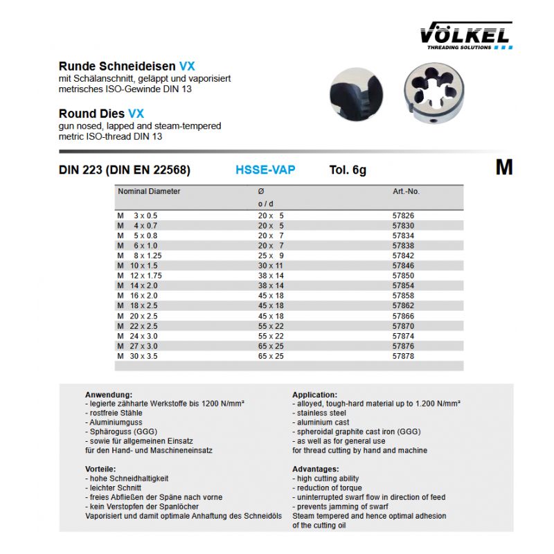 Nareznica M6x1 HSSE-VAP DIN 223, Völkel Cijena