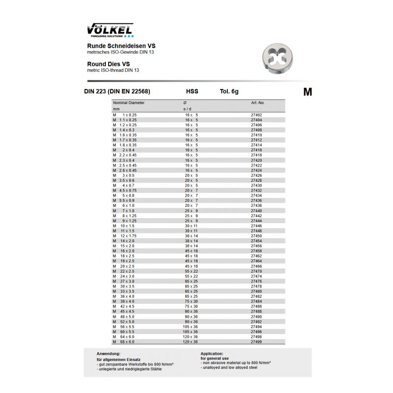 Nareznica M7x1 HSS DIN 223, Völkel Cijena