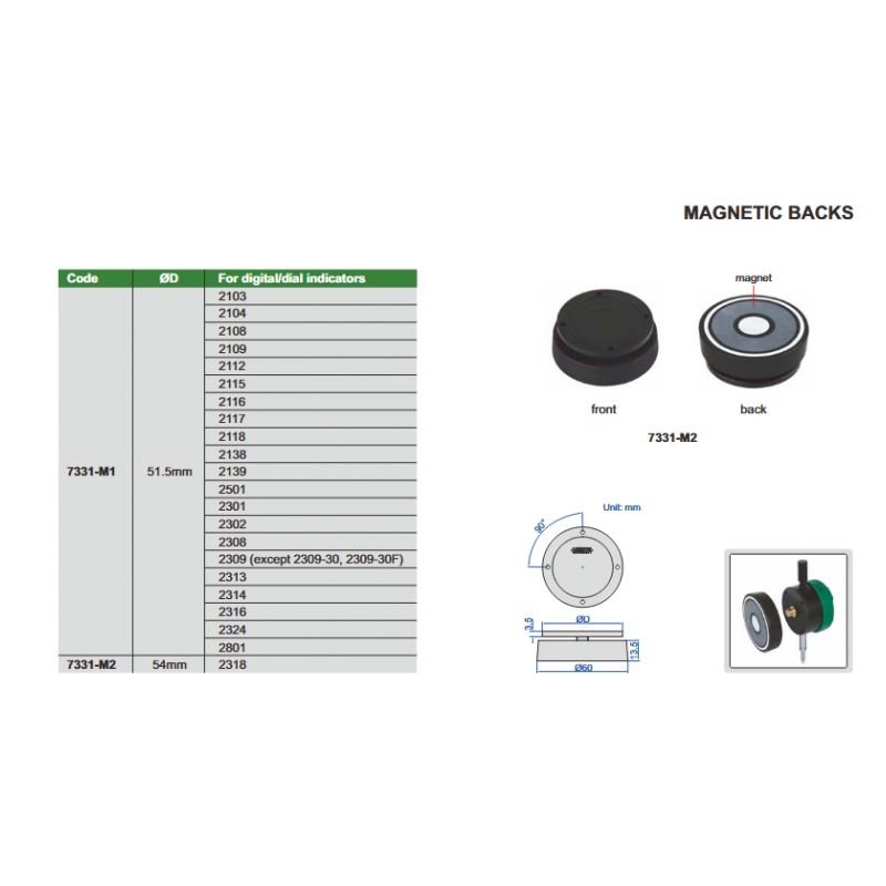 Magnetni poklopac za pupitas Ø51,5 mm, Insize Cijena