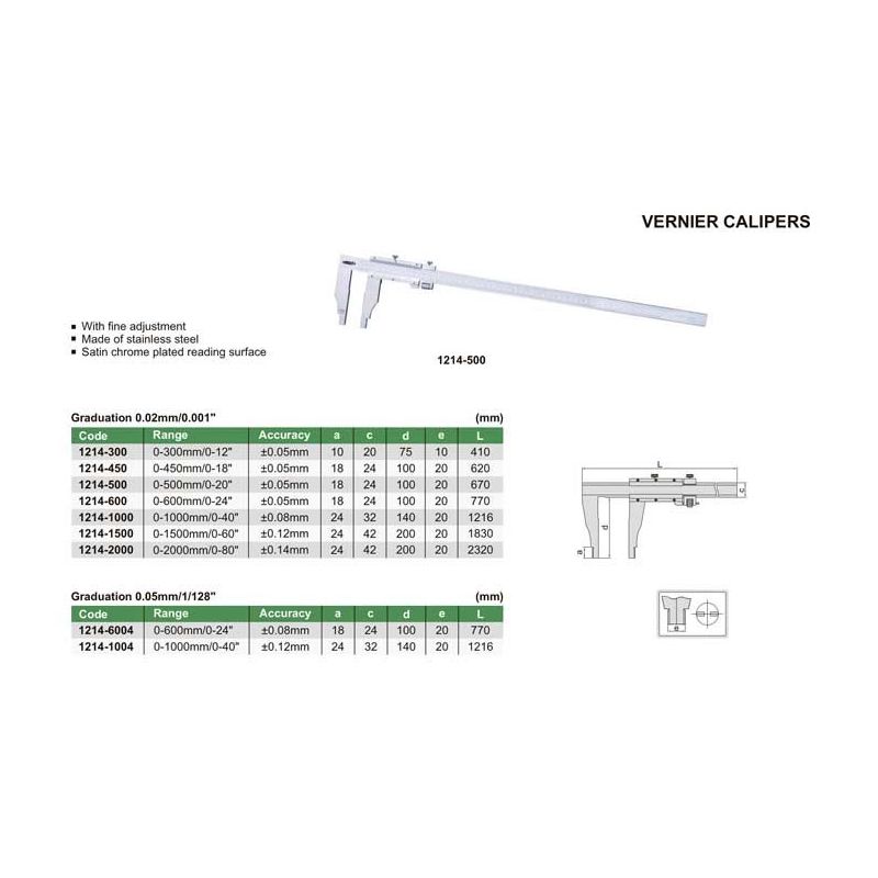 Vernier Caliper, Jaw Length 75mm 0-300mm 0.02mm Price