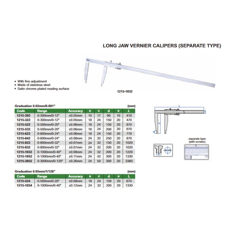 Pomično mjerilo s produženim krakom, 0-500 mm, 0,02 mm, Insize Cijena