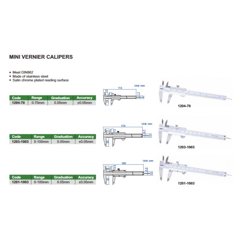 Mini Vernier Caliper 0-70mm 0.05mm Price