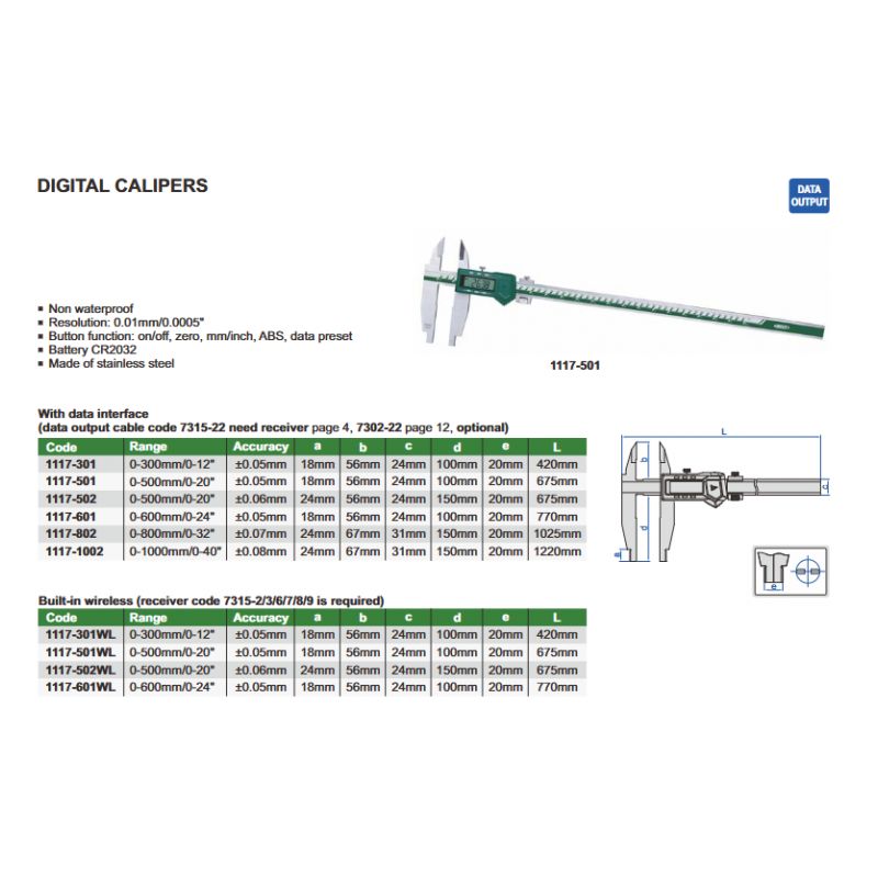 Pomično mjerilo digitalno 0-1000 mm 0.01 mm, krak 100mm, Insize Cijena