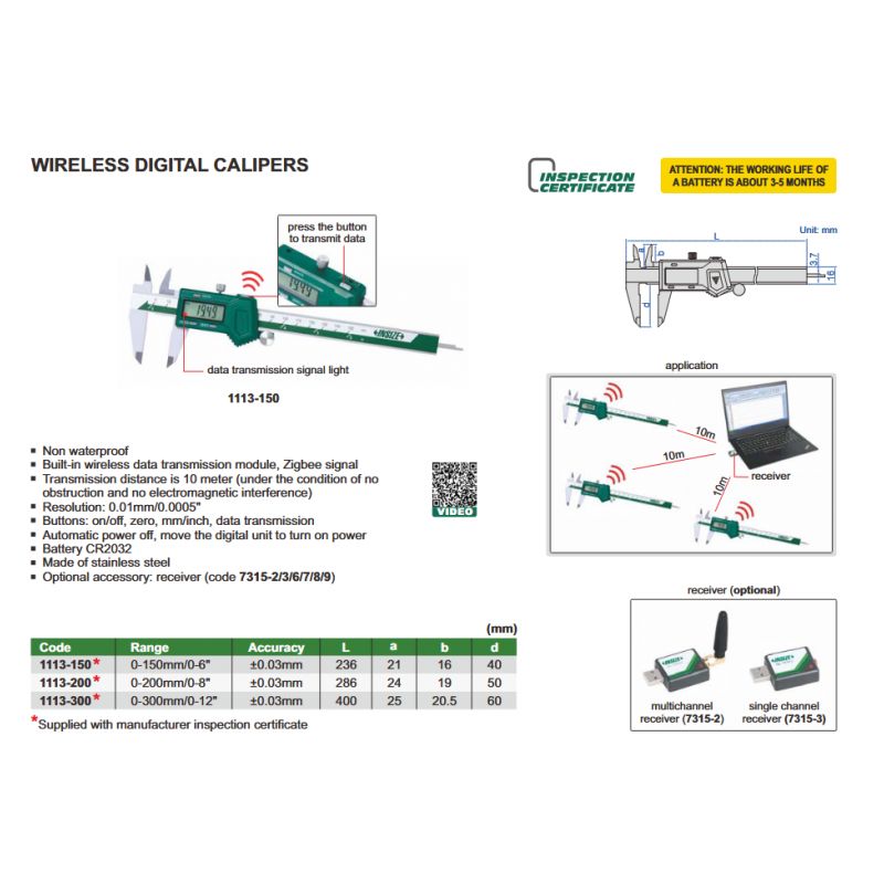 Pomično mjerilo digitalno 0-150 mm, 0.01 mm, wireless, Insize Cijena