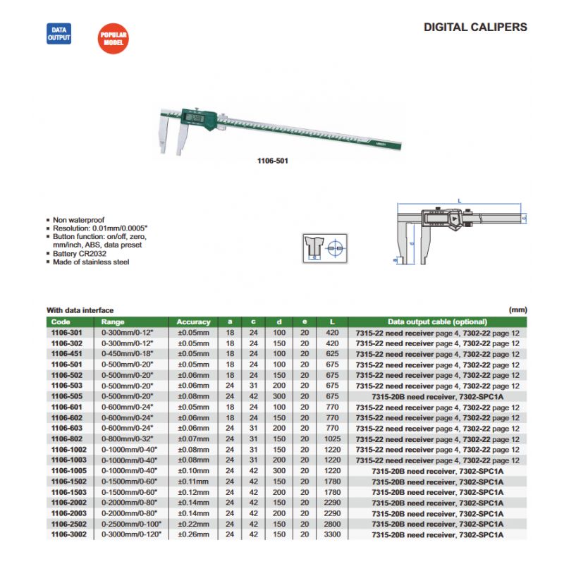 Pomično mjerilo digitalno 0-2500 mm 0.01mm, krak 150mm, Insize Cijena
