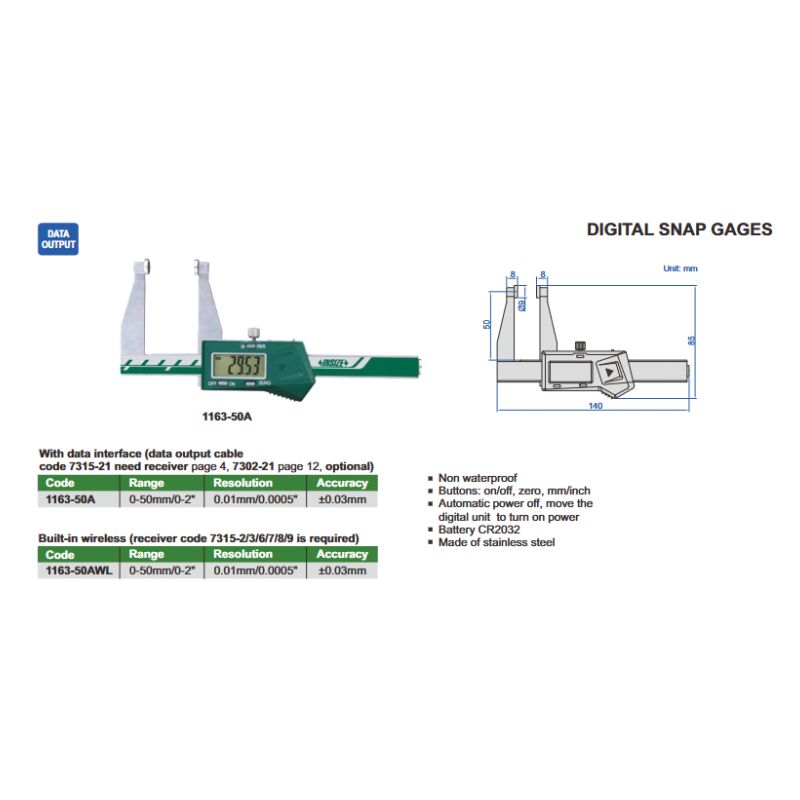Pomično mjerilo za mjerenje debljine materijala - digitalno, 0-50 mm Cijena