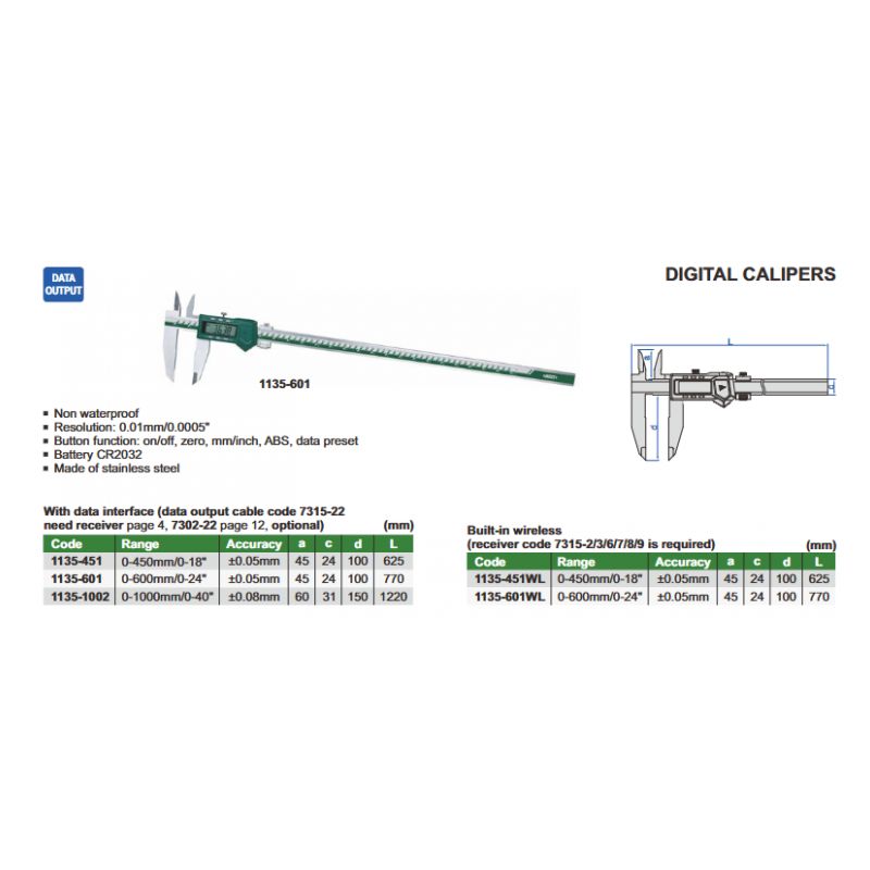 Pomično mjerilo (1135) - digitalno, 0-600 mm Cijena