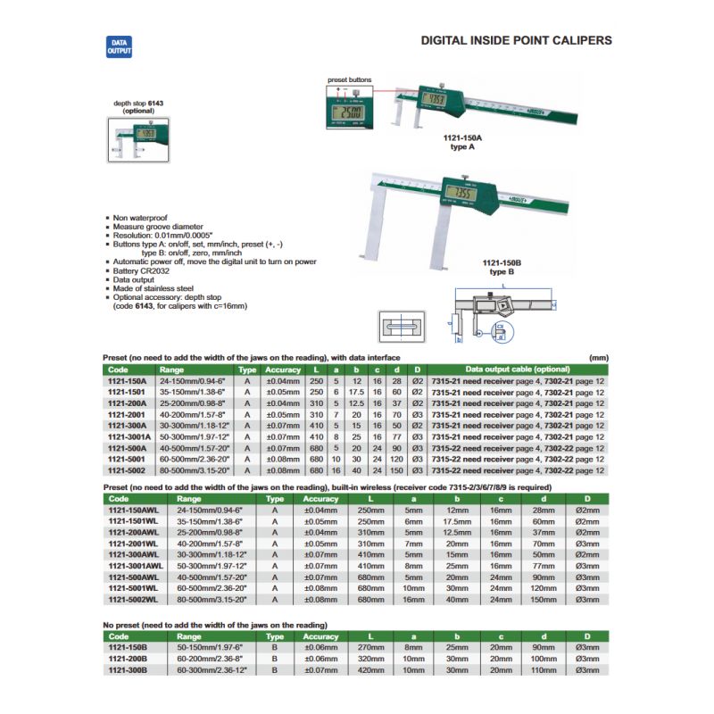 Pomično mjerilo za unutarnje utore - digitalno, 25-200 mm Cijena
