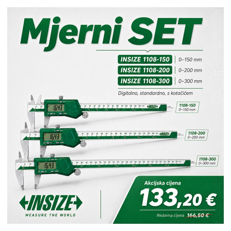 Pomično mjerilo digitalno SET 0-150, 0-200, 0-300 mm 0.01mm Insize Cijena