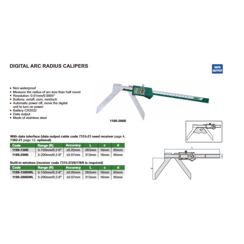 Pomično mjerilo za izmjeru radijusa - digitalno, 5-150 mm Cijena