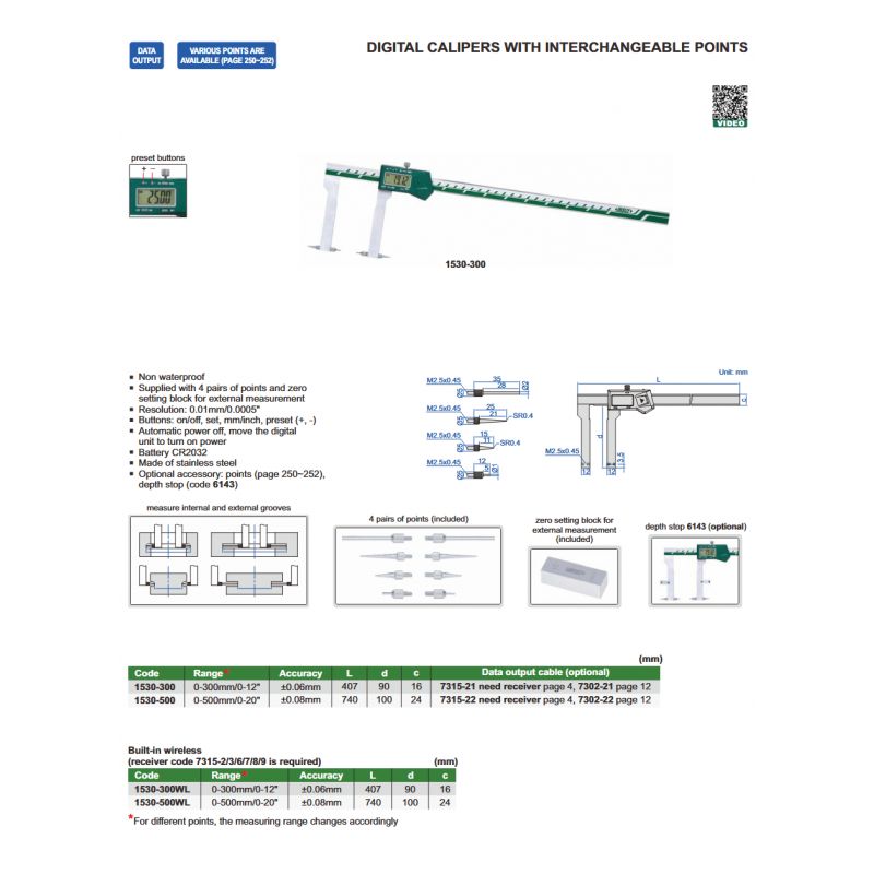 Digital Caliper With Interchangeable Point 0-300mm ±0.04mm Price