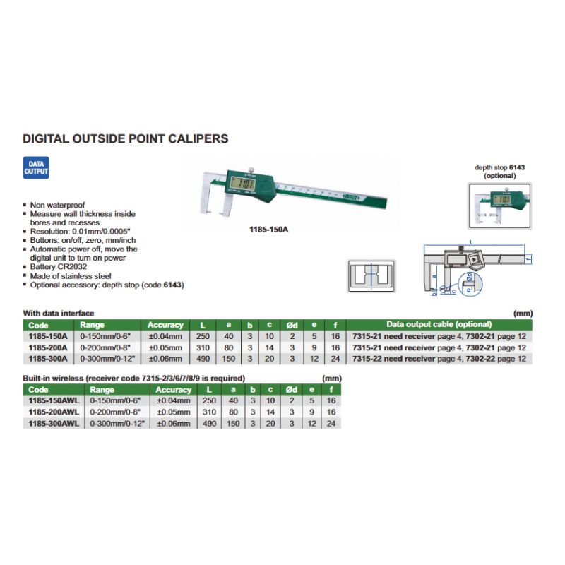 Pomično mjerilo, za vanjske utore, digitalno, 0-300 mm, 0.01mm, Insize Cijena