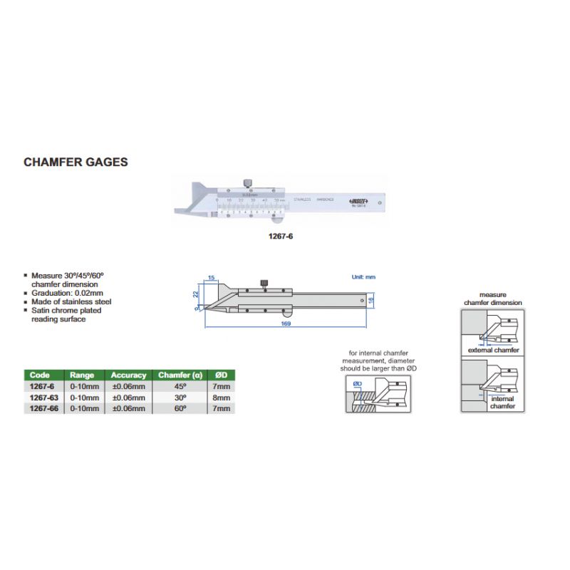 Chamfer Gage(60 Degree) 0-10mm 0.02mm Price