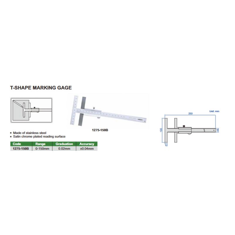 Pomično mjerilo za ocrtavanje - T-oblik, 0-150 mm, Insize Cijena