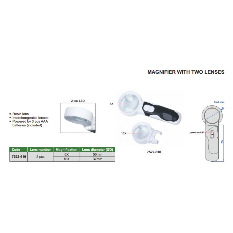 Povećalo ručno 6X i 10X, Insize Cijena