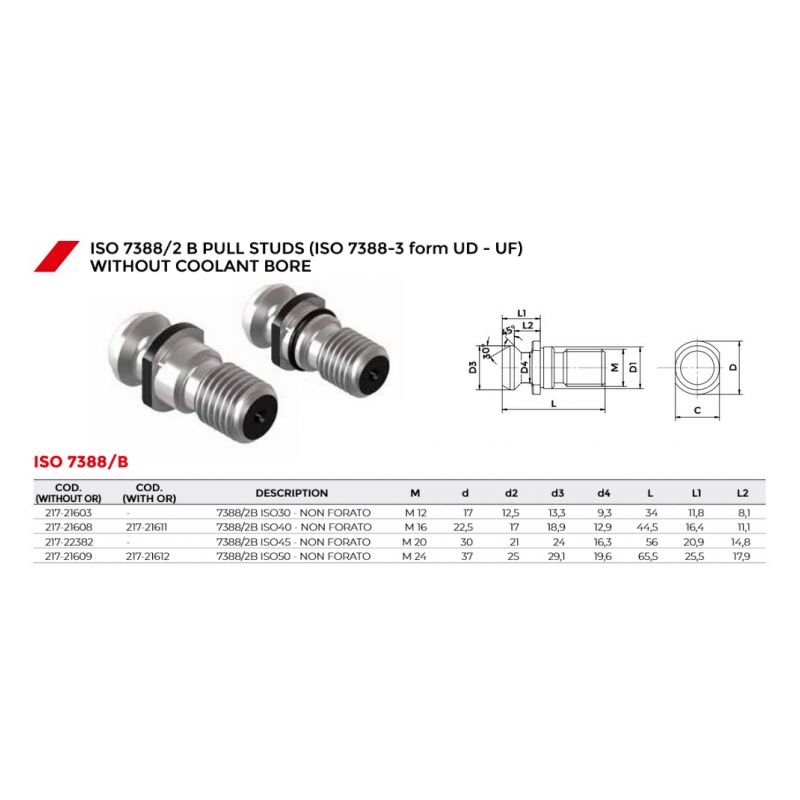 Povlačni vijak M16, ISO40 - bez provrta, Kintek Cijena