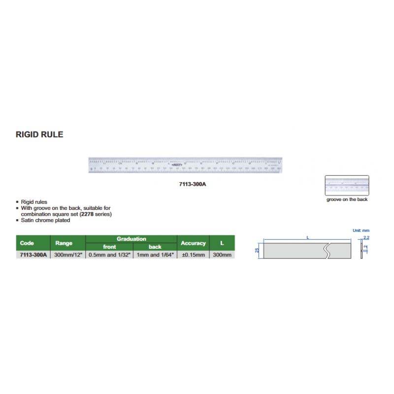 Ravnalo, 300x25x2,2 mm, Insize Cijena